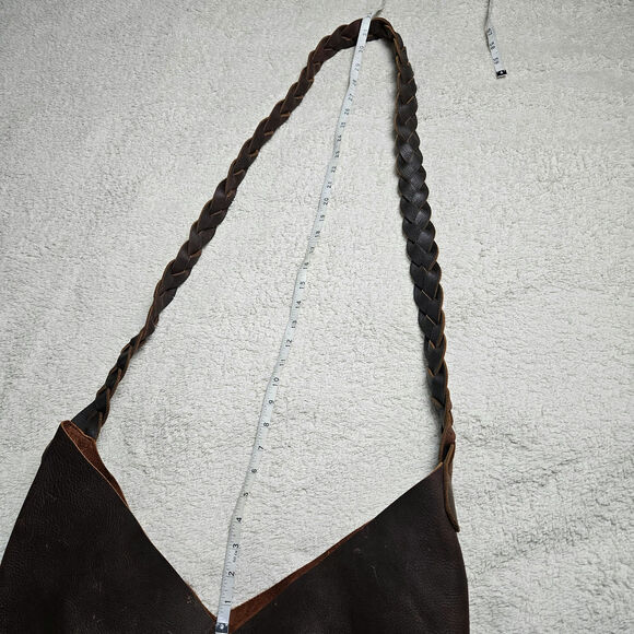 Urban Artisan Quality Brown Leather Boho Tote Bag Braided Strap - Picture 10 of 16